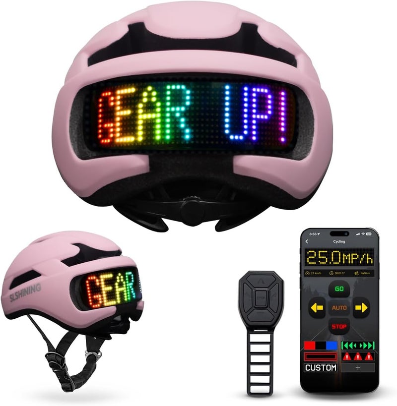 Docgari Bike Helmet with Light - Bike Helmet with DIY LED Screen for Scooter, Bicycle, Skateboard - LED Display Helmet with Customizable Patterns - Bicycle Helmet Light for Adult Men and Women - Image 1